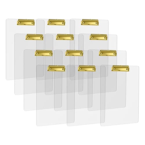 MSDADA Schreibmappe mit Golden Metalklemme, Acryl Transparent Klemmbrett Größe A4 hoch Klemmbrettmappe(12 Stück) von MSDADA