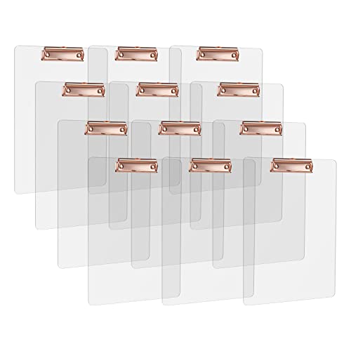 MSDADA Schreibmappe mit Roségold Metalklemme, Acryl Transparent Klemmbrett Größe A4 hoch Klemmbrettmappe(12 Stück) von MSDADA