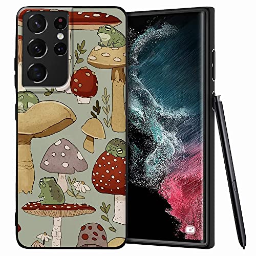 Kompatibel mit Samsung Galaxy S21 Ultra Hülle, Retro Pilz Frosch Ästhetisches Muster Design, Ganzkörperschutz Stoßfest Cover Case für Samsung Galaxy S21 Ultra 5G 6,8 Zoll (Retro Pilz Frosch) von MSEAANBK