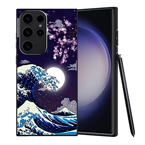 Kompatibel mit Samsung Galaxy S23 Ultra Hülle Japanische Welle Kirschblüte Mond Muster Handyhülle für Jungen Mädchen Aldults, Stoßfeste Anti-Scratch Hülle Entworfen für Samsung Galaxy S23 Ultra 6,8 Kompatibel mit Samsung Galaxy S23 Ultra Hülle Japanische Welle Kirschblüte Mond Muster Handyhülle für Jungen Mädchen Aldults, Stoßfeste Anti-Scratch Hülle Entworfen für Samsung Galaxy S23 Ultra 6,8 von MSEAANBK
