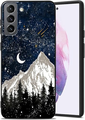 MSEAANBK Kompatibel mit Samsung Galaxy S21 Hülle, ästhetisches Musterdesign, Ganzkörperschutz, stoßfeste Schutzhülle für Samsung Galaxy S21 5G 6,1 Zoll (Mond Sternenberge) von MSEAANBK