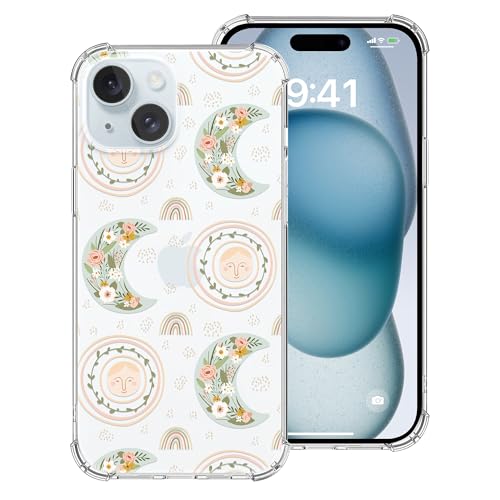 MSEAANBK Schutzhülle für iPhone 15 Plus, Motiv: niedliche Mondblumen, Frühlingsregenbogen, transparente Schutzhülle für iPhone 15 Plus für Damen und Mädchen, Handyhülle mit 4 Ecken, stoßfest, schlanke MSEAANBK Schutzhülle für iPhone 15 Plus, Motiv: niedliche Mondblumen, Frühlingsregenbogen, transparente Schutzhülle für iPhone 15 Plus für Damen und Mädchen, Handyhülle mit 4 Ecken, stoßfest, schlanke von MSEAANBK