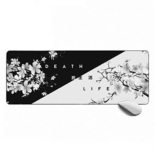 Life Or Death Cherry Blossom Großes Gaming-Mauspad, erweitertes XL-Mauspad, Schreibtischunterlage, 80 x 30 x 0,30 cm, genähte Kanten, rutschfestes Mauspad für Computer, Büro, Tastatur und Laptop von MSHAJ