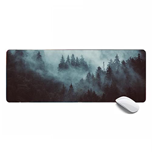 MSHAJ Mauspad im Querformat, Nebellandschaft mit Wald, XL, Schreibtischunterlage, 80 x 30 x 0,32 cm, Polyester mit Gummi, Grün, Braun MSHAJ Mauspad im Querformat, Nebellandschaft mit Wald, XL, Schreibtischunterlage, 80 x 30 x 0,32 cm, Polyester mit Gummi, Grün, Braun von Kopeme