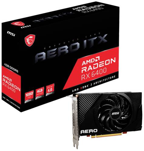 MSI Gaming Grafikkarte AMD Radeon RX 6400 Aero ITX 4GB GDDR6-SDRAM PCIe HDMI®, DisplayPort AMD Free von MSI Gaming