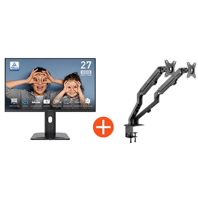 2x MSI Pro MP273QPDE E2 69cm (27") QHD IPS Office Monitor + Gratis Monitorarm von MSI