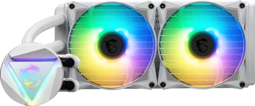 MSI MAG CORELIQUID 240R V2 AIO-Wasserkühlungs-CPU-Kit, rotierender ARGB-Wasserblockkopf, integrierte Kühlerpumpe, Split-Flow-Layout, Verdunstungsschutzröhren, AMD- und Intel-kompatibel, Weiß MSI MAG CORELIQUID 240R V2 AIO-Wasserkühlungs-CPU-Kit, rotierender ARGB-Wasserblockkopf, integrierte Kühlerpumpe, Split-Flow-Layout, Verdunstungsschutzröhren, AMD- und Intel-kompatibel, Weiß von MSI