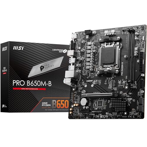 MSI PRO B650M-B Mainboard, Micro-ATX - Unterstützt AMD Ryzen 7000 Series Prozessoren, AM5 - DDR5 Memory Boost 6800+MHz/OC, 1 x PCIe 4.0 x16, 1 x M.2 Gen4, 2.5G LAN von MSI