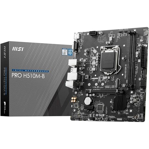 MSI PRO H510M-B Motherboard, Micro-ATX - Unterstützt Intel Core Prozessoren der 10. Generation, LGA 1200, LGA 1700 - 2 x DIMMs (3200MHz), 1 x PCIe 3.0 x16, USB 3.2 Gen1, 1G LAN, HDMI 1.4 von MSI