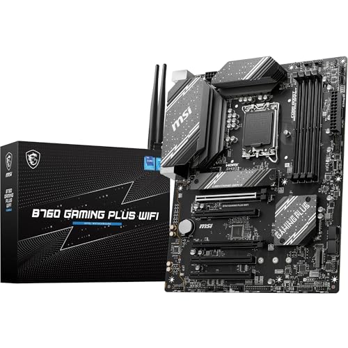 MSI B760 GAMING PLUS WIFI Mainboard, ATX - Unterstützt Intel Core Prozessoren der 14., 13. und 12. Generation, LGA 1700 - DDR5 6800+MHz/OC, 2 x PCIe 4.0 x16, 2 x M.2 Gen4, 2.5G LAN, Wi-Fi 6E von MSI