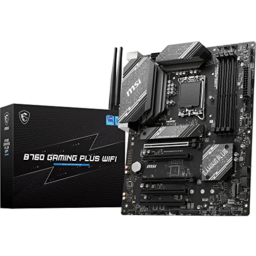 MSI B760 GAMING PLUS WIFI Mainboard, ATX - Unterstützt Intel Core Prozessoren der 14., 13. und 12. Generation, LGA 1700 - DDR5 6800+MHz/OC, 2 x PCIe 4.0 x16, 2 x M.2 Gen4, 2.5G LAN, Wi-Fi 6E von MSI