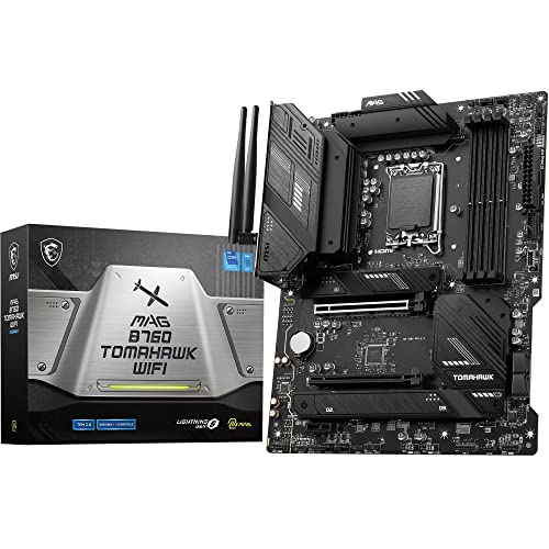 MSI MAG B760 Tomahawk WiFi Motherboard, ATX - Unterstützt Intel Core Prozessoren der 12. und 13. Generation, LGA 1700-75A DrMOS VRM, DDR5 Memory Boost 7000+MHz/OC, PCIe 5.0 x16, M.2 Gen4, Wi-Fi 6E von MSI