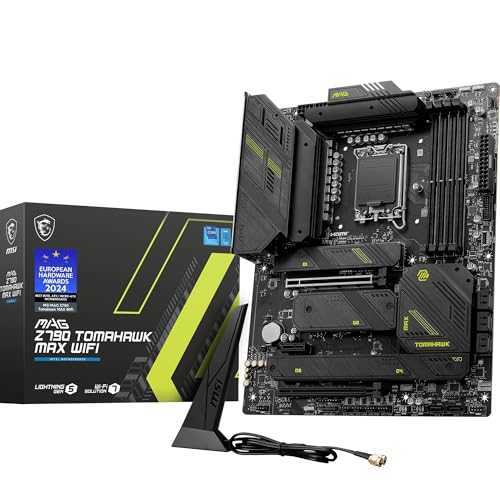 MSI MAG Z790 Tomahawk MAX WiFi Motherboard, ATX - Unterstützt Intel Core Prozessoren der 12. und 13. Generation, LGA 1700, DDR5 7800+MHz/OC, 1 x PCIe 5.0 x16, 1 x M.2 Gen5, 2.5G LAN, Wi-Fi 7 von MSI