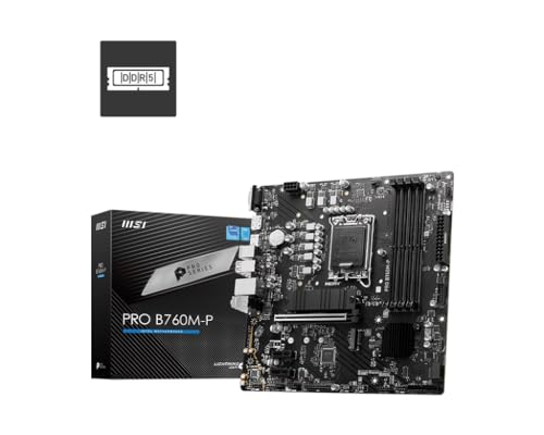 MSI PRO B760M-P Motherboard, Micro-ATX - Unterstützt Intel Core Prozessoren der 12. und 13. Generation, LGA 1700 - DDR5 Memory Boost 6800+MHz/OC, PCIe 4.0 x16 Slot, M.2 Gen4 Slots von MSI