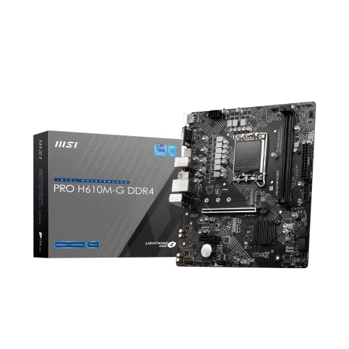 MSI PRO H610M-G DDR4 Mainboard, Micro-ATX - unterstützt Intel Core Prozessoren 12. Generation, LGA 1700, 2 x DIMMs (3200MHz), 1x PCIe 4.0 x16 Slot, 1 x M.2 Gen3, Intel 1G LAN, HDMI 2.1, DP 1.4 & VGA von MSI