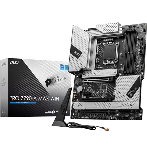 MSI PRO Z790-A MAX WiFi Motherboard, ATX - Unterstützt Intel Core Prozessoren der 12. und 13. Generation, LGA 1700, DDR5 7800+MHz/OC, PCIe 5.0 x16 Slot, 4 x M.2 Gen4 Slots, Wi-Fi 7, 2.5G LAN von MSI