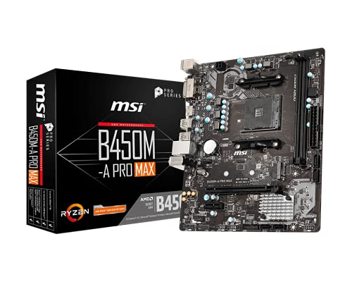 MSI B450M-A PRO MAX ProSeries Motherboard (ATX, 2ND und 3rd Gen, AM4, M.2, USB 3, DDR4, DVI HDMI, Crossfire) von MSI