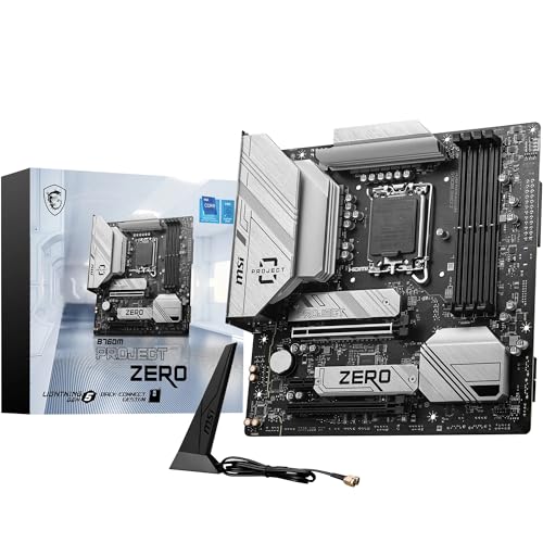 MSI B760M Project Zero Mainboard, Back Connect mATX - Unterstützt Intel Core Prozessoren der 14., 13 und 12. Generation LGA 1700, DDR5 7800+MHz/OC, PCIe 5.0 x16, von MSI