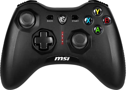 MSI FORCE GC30 V2 Kabelloser PC-Gamepad Controller - 2,4 GHz, 600mAh Li-Ionen-Akku, austauschbare D-Pad-Abdeckungen, zwei Vibrationsmotoren, USB 2.0 - schwarz, kabelgebunden/kabellos von MSI