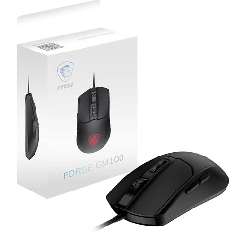 MSI Forge GM100 Gaming-Maus – 6400 DPI optischer Sensor, symmetrisch, 10 Mio. Klickschalter, 7 Tasten, 8 ms Latenz, RGB-LED, 108 g – verkabelt MSI Forge GM100 Gaming-Maus – 6400 DPI optischer Sensor, symmetrisch, 10 Mio. Klickschalter, 7 Tasten, 8 ms Latenz, RGB-LED, 108 g – verkabelt von MSI