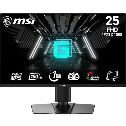 MSI G255PFDE E2 24,5 Zoll FHD Gaming Monitor - 1920 x 1080 Rapid IPS Panel, 180 Hz / 1ms (GtG), 99% sRGB Farbraum, Adaptive-Sync - DP 1.2a, HDMI 2.0b CEC von MSI