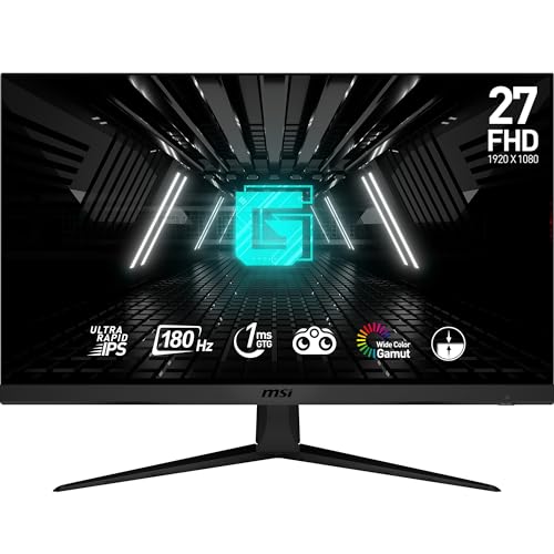 MSI G2712F Gaming Monitor FHD 27 Zoll (68,6 cm) Ultra Rapid IPS Panel 1920 x 1080, 180 Hz / 1ms (GtG), sRGB Farbspektrum 96%, Adaptive Sync - DP 1.2a, HDMI 2.0b CEC von MSI