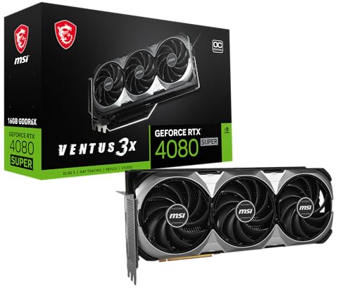 MSI Gaming RTX 4080 Super 16G Ventus 3X OC Grafikkarte (NVIDIA RTX 4080 Super, 256-Bit, Boost Clock:2595MHz, 16GB GDRR6X 23Gbps, HDMI/DP, Ada Lovelace Architecture) von MSI