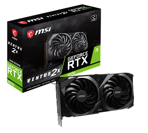 MSI GeForce RTX 3070 VENTUS 2X 8G OC LHR Gaming Grafikkarte - NVIDIA RTX 3070 LHR, GPU 1755 MHz, 8 GB GDDR6 Speicher von MSI