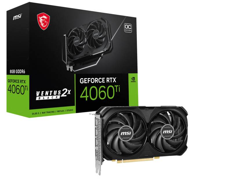 MSI GeForce RTX 4060 Ti VENTUS 2X BLACK 8G OC Grafikkart B-Ware - 8GB GDDR6X, 1x HDMI, 3x DP von MSI