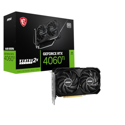 MSI GeForce RTX 4060Ti Ventus 2X Black OC 16GB GDDR6 Gaming Grafikkarte DP/HDMI MSI GeForce RTX 4060Ti Ventus 2X Black OC 16GB GDDR6 Gaming Grafikkarte DP/HDMI von MSI