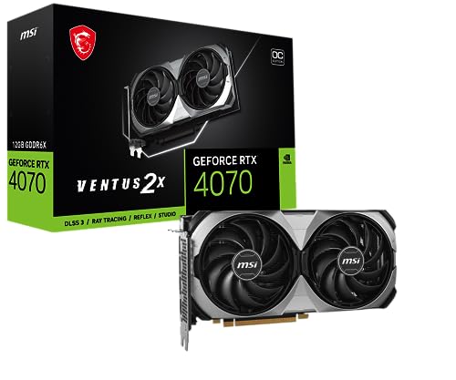 MSI GeForce RTX 4070 VENTUS 2X 12G OC Grafikkarte - 12GB GDDR6X (21Gbps/192-bit), PCIe 4.0 - TRI FROZR 3, RGB, NVIDIA AD-Lovelace Architektur mit Ray Tracing und DLSS3 von MSI