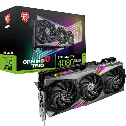 MSI GeForce RTX 4080 SUPER 16G GAMING X TRIO — 16 GB GDDR6X, 2610 MHz, PCI Express Gen 4, 256-Bit, 3 x DP v 1.4a, HDMI 2.1a (unterstützt 4K- und 8K-HDR), Schwarz von MSI