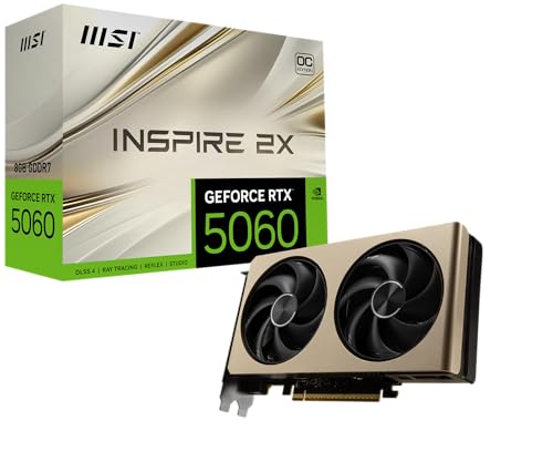 MSI GeForce RTX 5060 8G Inspire 2X OC - 8GB GDDR7 (28Gbps/128-bit), PCIe 5, Boost: 2535 Hz, HDMI 2.1b, DisplayPort 2.1b von MSI