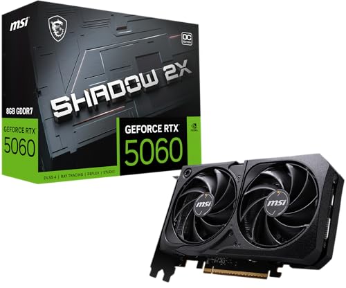 MSI GeForce RTX 5060 8G Shadow 2X OC - 8GB GDDR7 (28Gbps/128-bit), PCIe 5, Boost: 2535 Hz, HDMI 2.1b, DisplayPort 2.1b von MSI