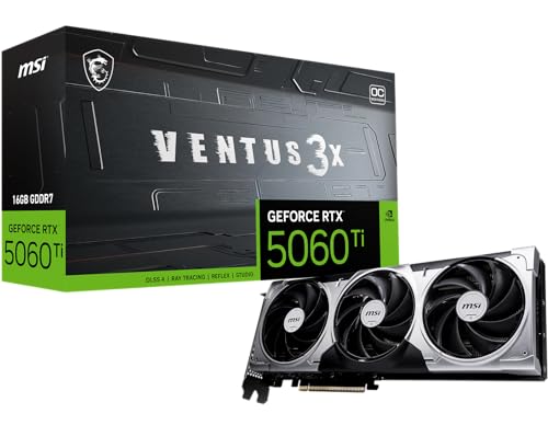 MSI GeForce RTX 5060 Ti 16G Ventus 3X OC - 16GB GDDR7 (28Gbps/128-bit), PCIe 5, Boost: 2602 MHz, HDMI 2.1b, DisplayPort 2.1b von MSI