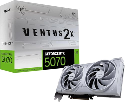 MSI GeForce RTX 5070 12G Ventus 2X OC White - 12GB GDDR7 (28Gbps/192-bit), PCIe 5, Boost: 2542 MHz, HDMI 2.1b, DisplayPort 2.1b von MSI