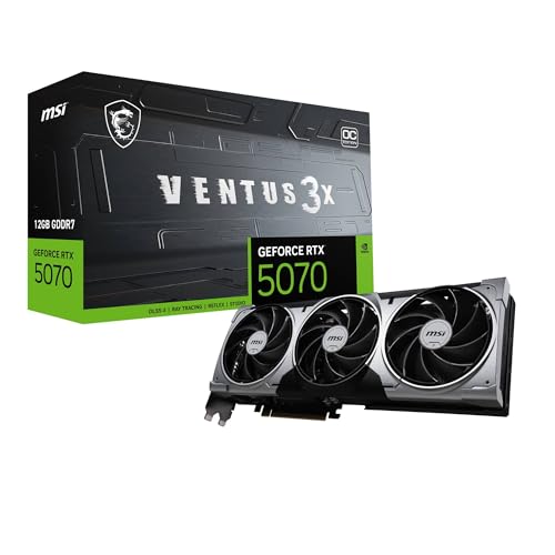 MSI GeForce RTX 5070 12G Ventus 3X OC - 12GB GDDR7 (28Gbps/192-bit), PCIe 5X 16, Boost: 2542 MHz, HDMI 2.1b, DisplayPort 2.1b von MSI