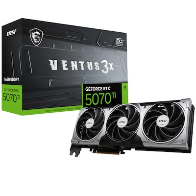 MSI GeForce RTX 5070 Ti 16G VENTUS 3X OC 16GB GDDR7 Grafikkarte 1x HDMI, 3x DP MSI GeForce RTX 5070 Ti 16G VENTUS 3X OC 16GB GDDR7 Grafikkarte 1x HDMI, 3x DP von MSI