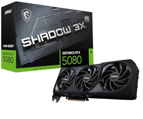 MSI GeForce RTX 5080 16G Shadow 3X OC — 16GB GDDR7 (30Gbps/256-bit), PCIe 5, Boost: 2640 MHz, HDMI 2.1b, DisplayPort 2.1b MSI GeForce RTX 5080 16G Shadow 3X OC — 16GB GDDR7 (30Gbps/256-bit), PCIe 5, Boost: 2640 MHz, HDMI 2.1b, DisplayPort 2.1b von MSI