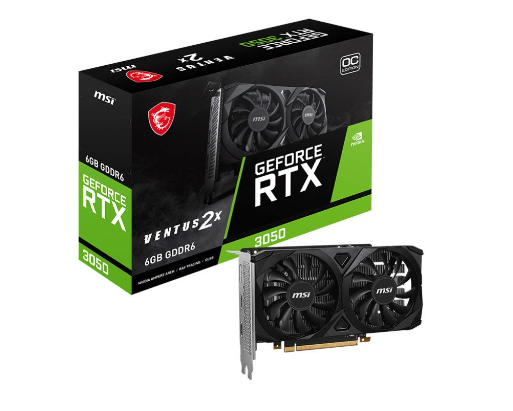 MSI GeForce RTX3050 Ventus 2x 6G OC 6GB GDDR6 DisplayPort HDMI Grafikkarte (6 GB) von MSI
