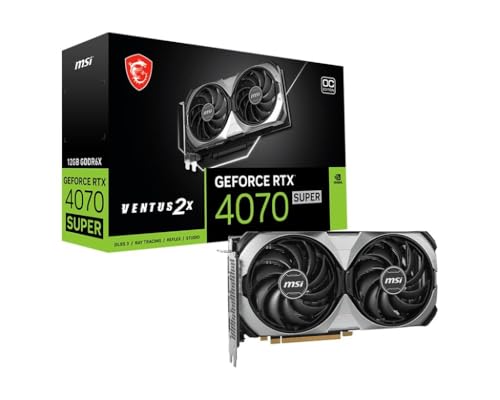 MSI Geforce RTX 4070 SUPER Ventus 2X 12G OC Grafikkarte - NVIDIA RTX 4070 GPU, 12GB GDDR6X (21Gbits / 192 bit), PCIe 4.0-2X TORX Fan 4.0, HDMI 2.1a, DisplayPort 1.4a von MSI
