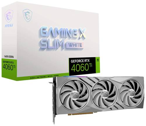MSI Grafikkarte Nvidia GeForce RTX 4060 Ti GAMING X SLIM WHITE 16GB GDDR6-SDRAM PCIe x16 DisplayPort von MSI
