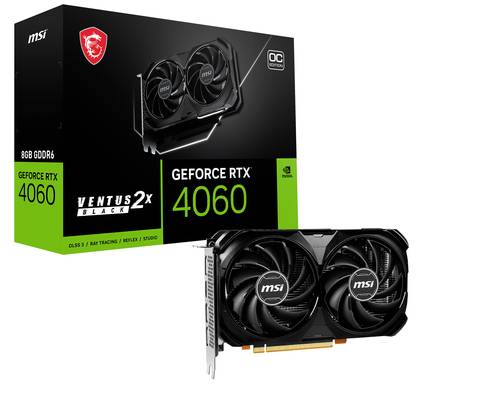 MSI Grafikkarte Nvidia GeForce RTX 4060 VENTUS 2X BLACK OC 8GB GDDR6-RAM PCIe x8 HDMI®, DisplayPort von MSI