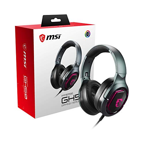 MSI Immerse GH50 7.1 Surround Sound RGB Mystic Light Metal Construction Folding Headband Design Gaming Headset, Large von MSI