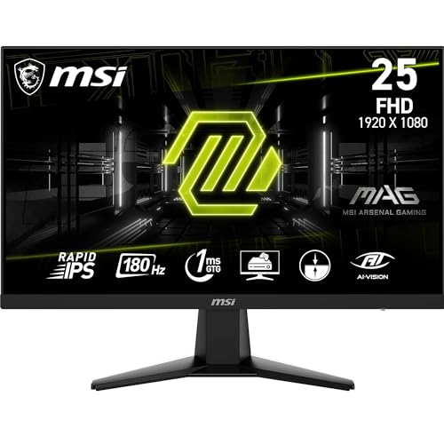MSI MAG 256F 24,5 Zoll FHD Gaming Monitor - 1920 x 1080 Rapid IPS Panel, 180 Hz / 1ms GtG, 127% sRGB, Frameless Design, HDR Ready - DisplayPort 1.2a, HDMI 2.0b CEC von MSI