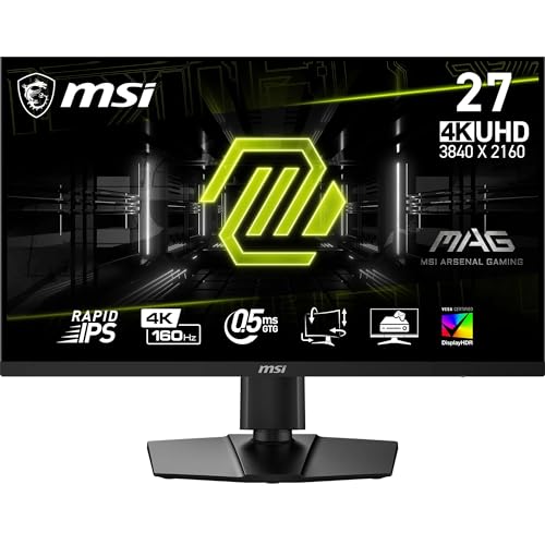 MSI MAG 274UPF E2 27 Zoll UHD Gaming Monitor - 3840 x 2160 Rapid IPS Panel, 160 Hz / 0.5ms (GtG, Min.), 133% sRGB Farbraum, rahmenloses Design, VESA DisplayHDR 400 - DisplayPort 1.4a, HDMI™, USB Typ-C von MSI