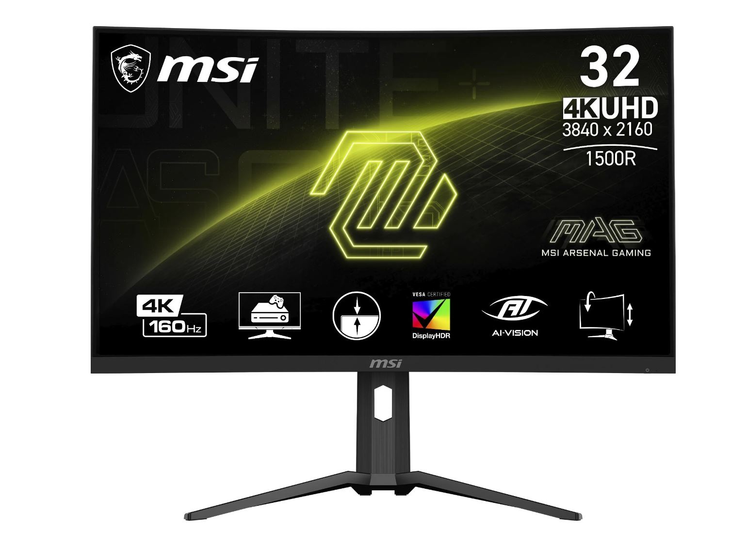 MSI MAG 321CUPDE, Gaming-Monitor - (80 cm (31.5 Zoll), schwarz, UltraHD/4k, VA, Curved, Adaptive-Sync, 160Hz Panel, Outlet) [Energieklasse G] (9S6-3DC54A-032) von MSI