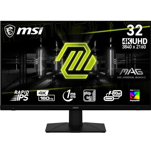 MSI MAG 322UPF 32 Zoll 4K Gaming Monitor - UHD 3840x2160, Rapid IPS, 160 Hz, 1 ms, 16:9, HDR 400, Adaptive Sync, schwarz von MSI