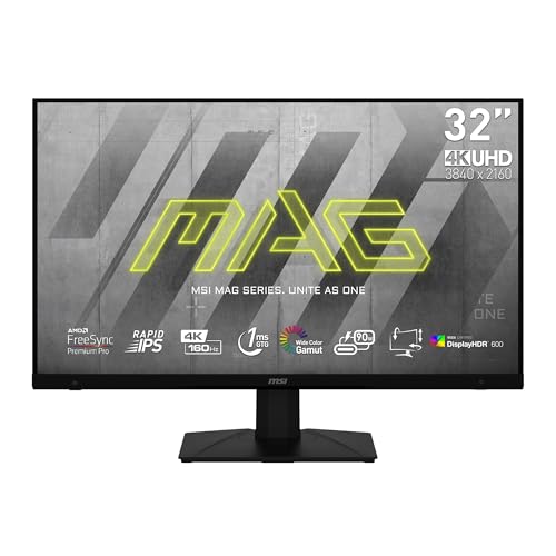 MSI MAG 323UPF – Gaming-Monitor 32 Zoll UHD – IPS-Panel 3840 x 2160, 160 Hz/1 ms, FreeSync Premium Pro, Verstellbarer Standfuß/VESA – DisplayPort 1.4a, HDMI 2.1 & USB Typ C von MSI