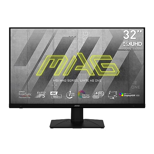 MSI MAG 323UPFDE 32 Zoll 4K Flat Gaming Monitor, UHD (3480x2160), Rapid IPS Panel, 160 Hz, 1ms, Free-Sync Premium, HDR 600, schwarz von MSI